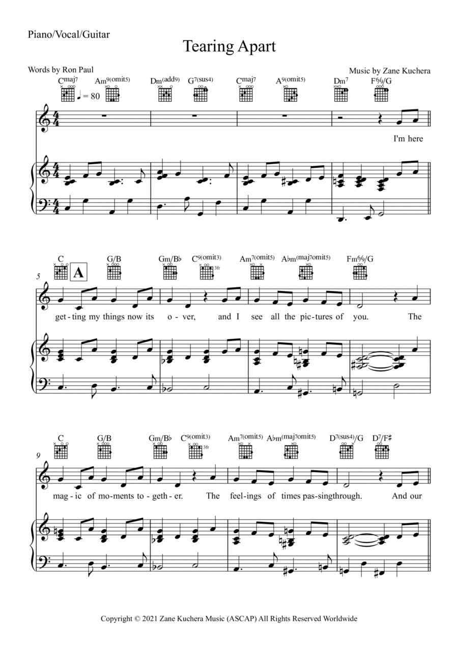Tearing Apart Tearing Apart Piano, Vocal, Guitar scores gallery preview page 1