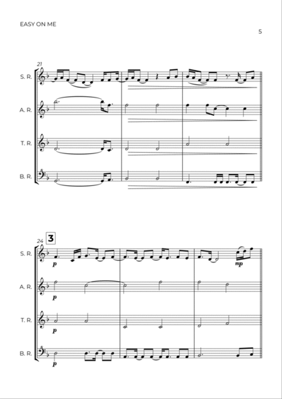 Easy On Me Soprano Recorder scores gallery preview page 5
