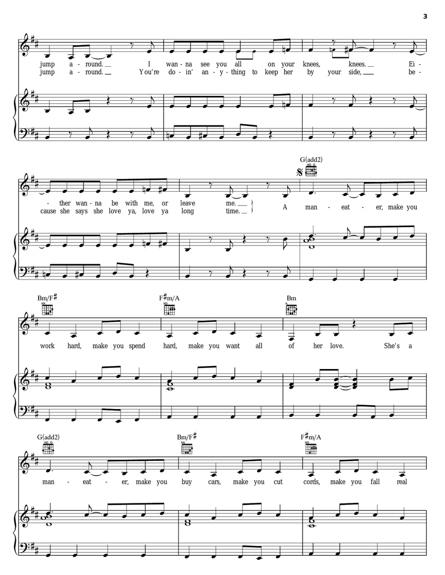 Maneater Piano, Vocal, Guitar scores gallery preview page 3