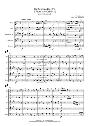 Tchaikovsky: The Seasons Op.37a No.2 February (Carnival) - wind quintet