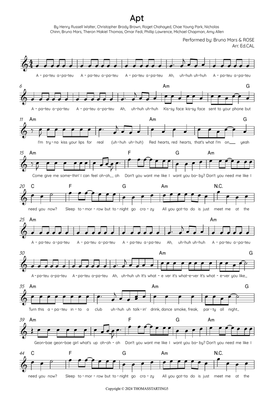 Apt. Apt. Piano scores gallery preview page 1