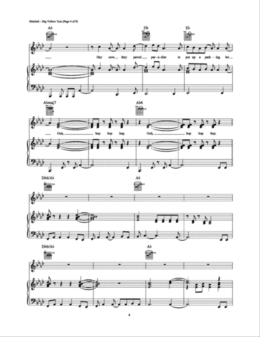 Big Yellow Taxi Big Yellow Taxi Piano, Vocal, Guitar scores gallery preview page 4