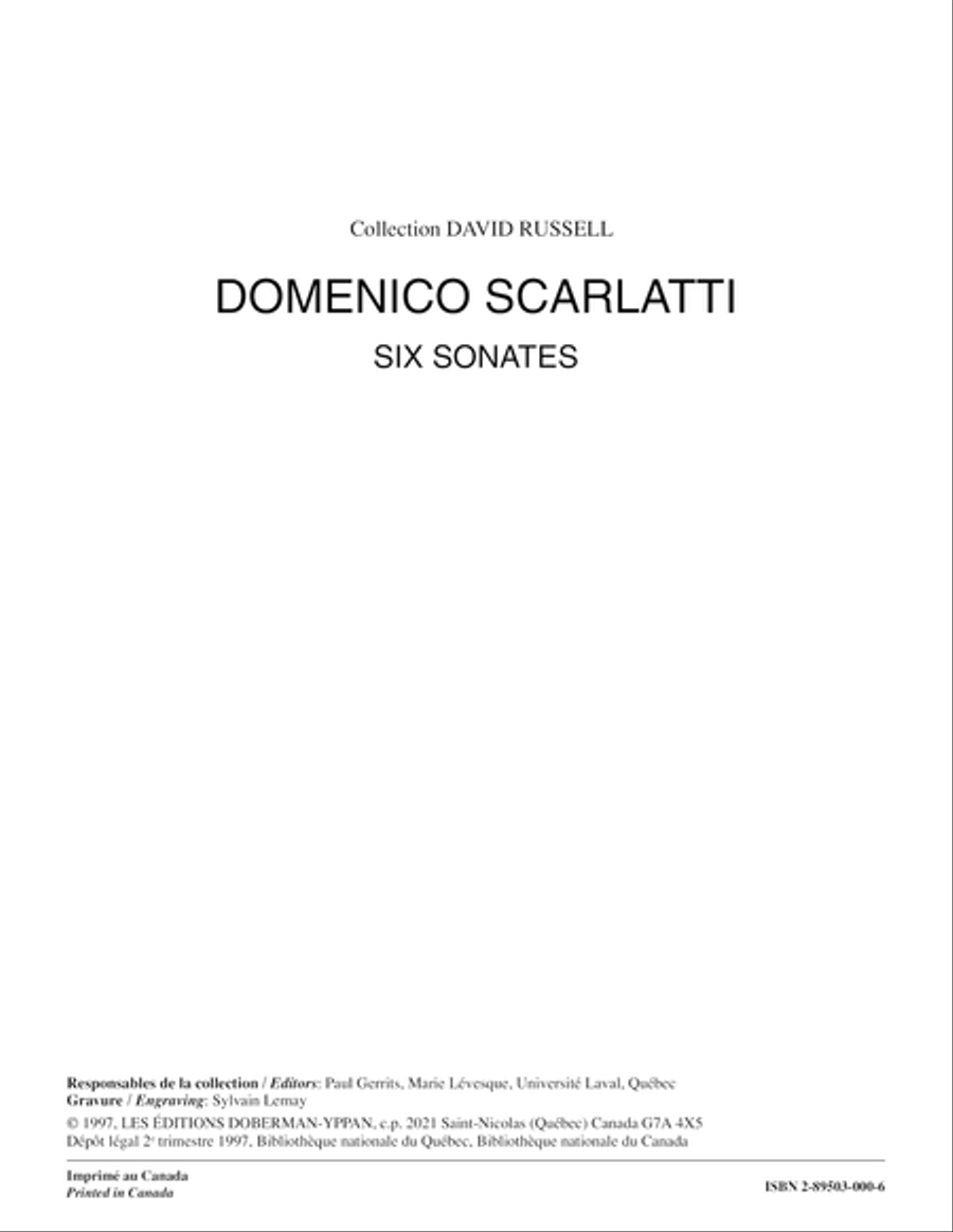 Six Sonates Six Sonates Classical Guitar scores gallery preview page 1