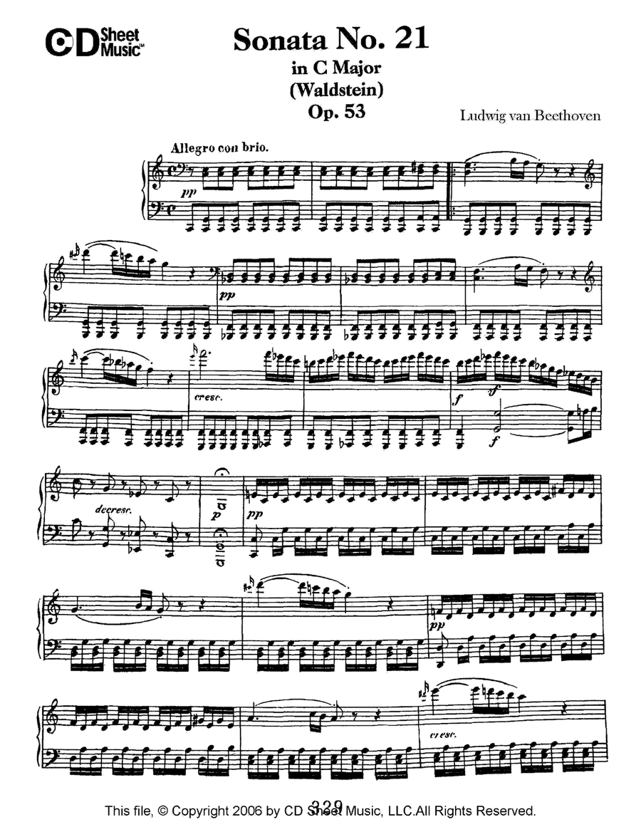Sonata No. 21 In C Major (waldstein), Op. 53 Piano Solo scores gallery preview page 1