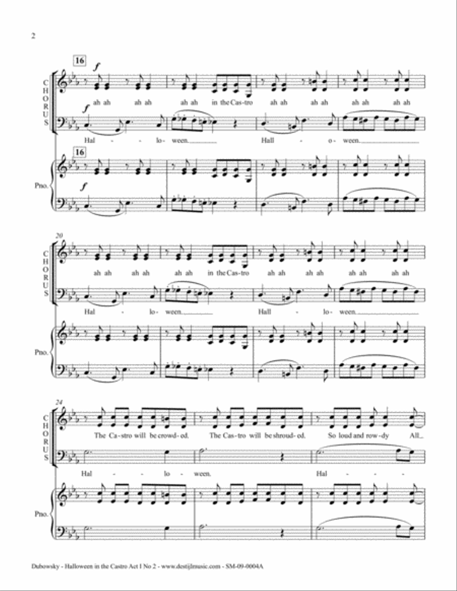Halloween in the Castro (Act I No. 2) 4-Part scores gallery preview page 2