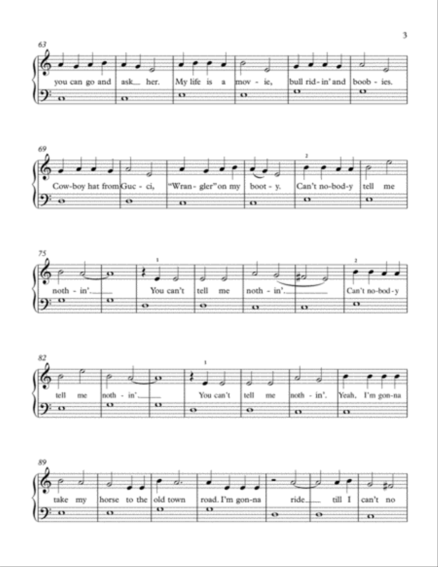 Old Town Road (remix) Old Town Road (remix) Easy Piano scores gallery preview page 3