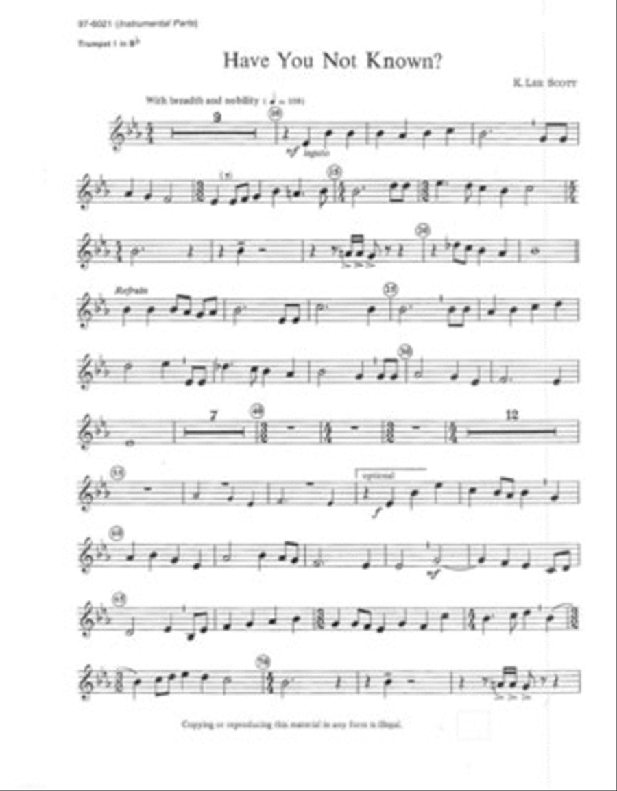 Have You Not Known (Instrumental Parts)