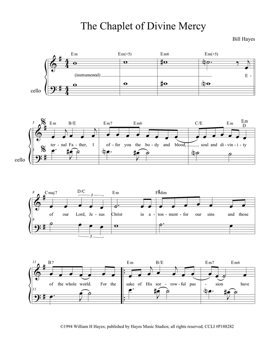 Chaplet of Divine Mercy Voice scores gallery preview page 1