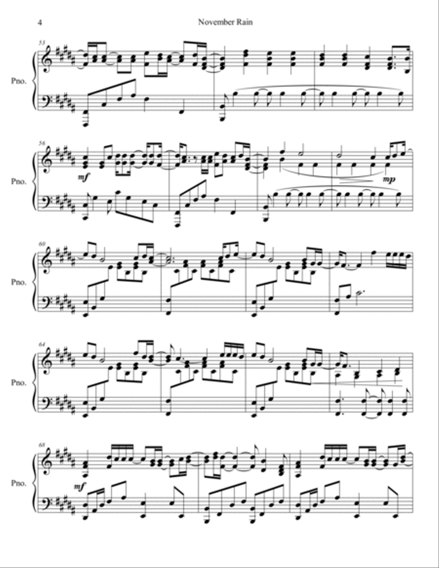 November Rain Piano Solo scores gallery preview page 5