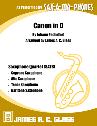 Book cover for Pachelbel's Canon in D - Saxophone Quartet (SATB)