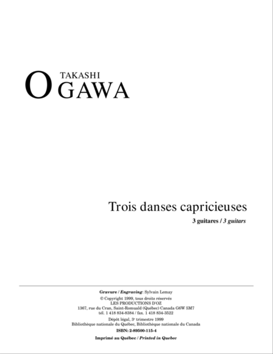 Trois danses capricieuses Guitar Ensemble scores gallery preview page 1