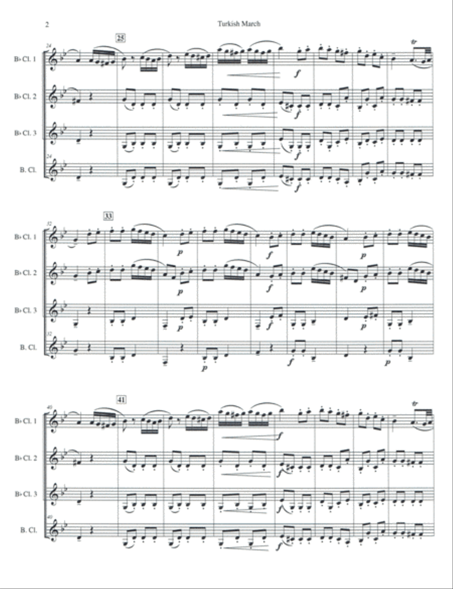 Turkish March for Clarinet Quartet Clarinet Quartet scores gallery preview page 3