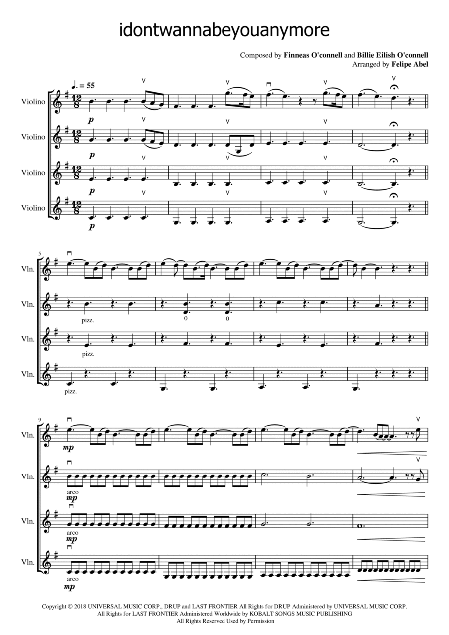 Idontwannabeyouanymore String Quartet scores gallery preview page 1