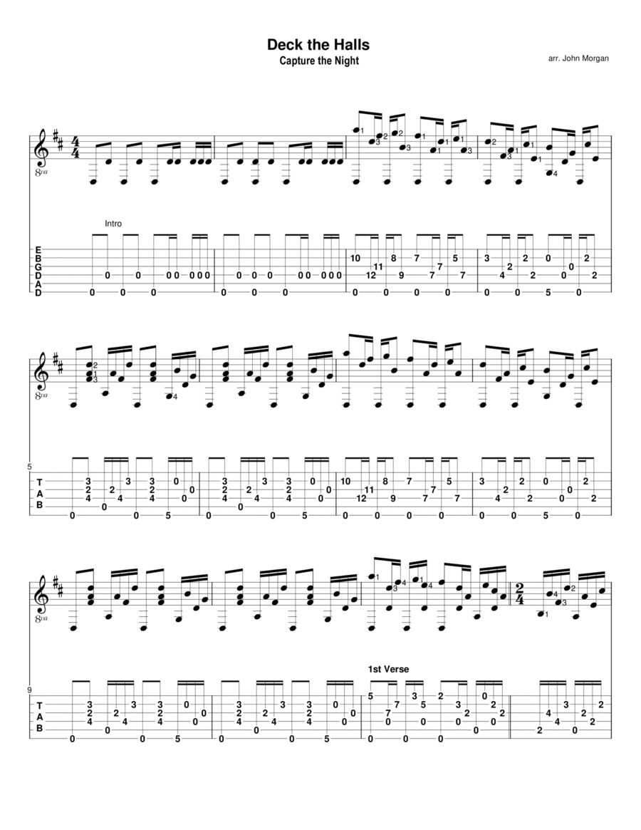 Deck the Halls Deck the Halls Guitar Solo scores gallery preview page 1
