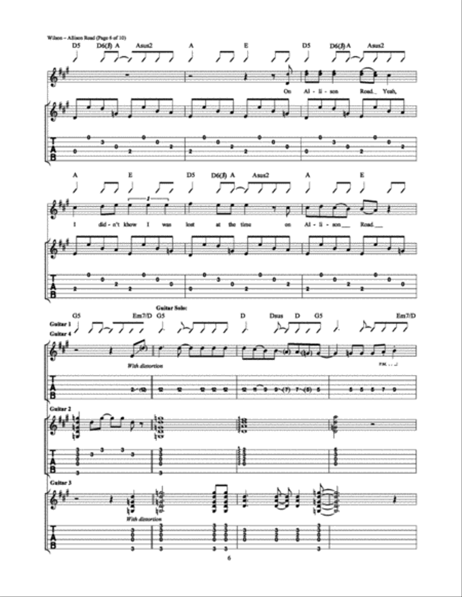 Allison Road Allison Road Electric Guitar scores gallery preview page 6