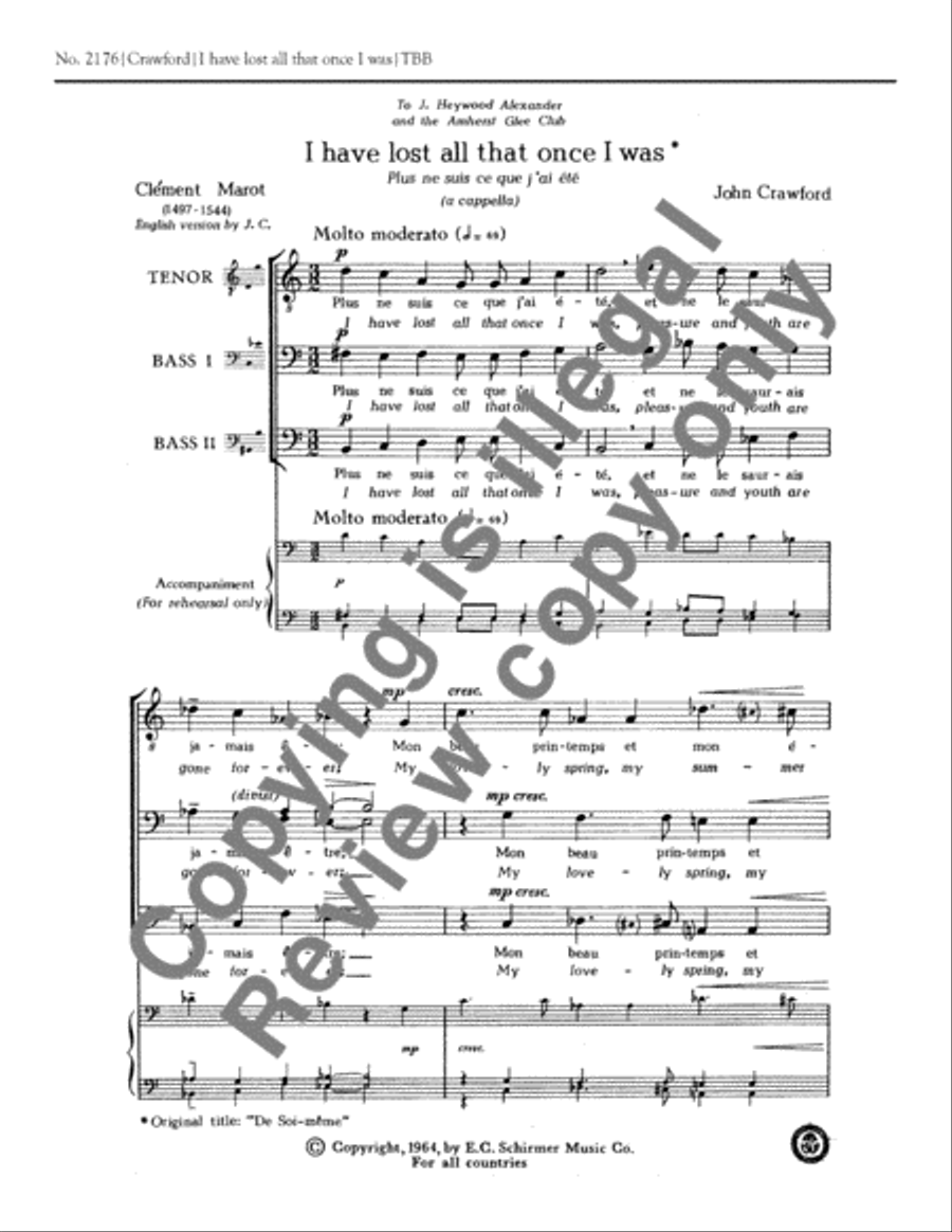 I Have Lost All That Once I Was (Plus ne suis ce que j'ai ete) 3-Part scores gallery preview page 2