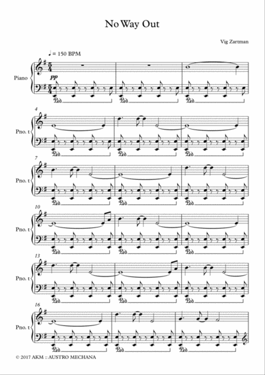 No Way Out Piano Solo scores gallery preview page 1