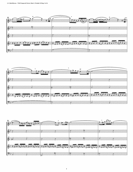 Prelude 10 from Well-Tempered Clavier, Book 1 (Woodwind Quintet) image number null