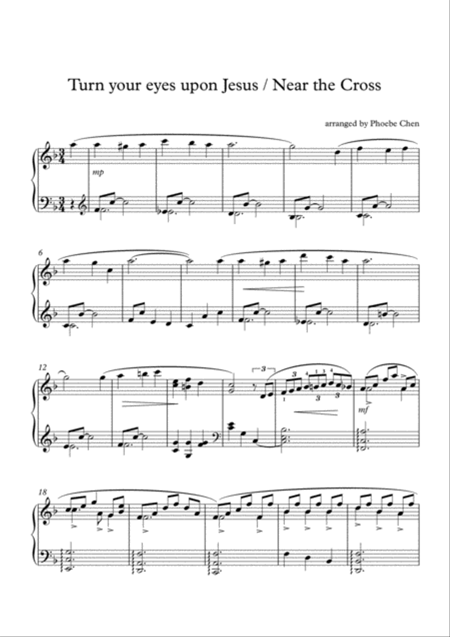 Turn your eyes upon Jesus / near the cross Piano Solo scores gallery preview page 1