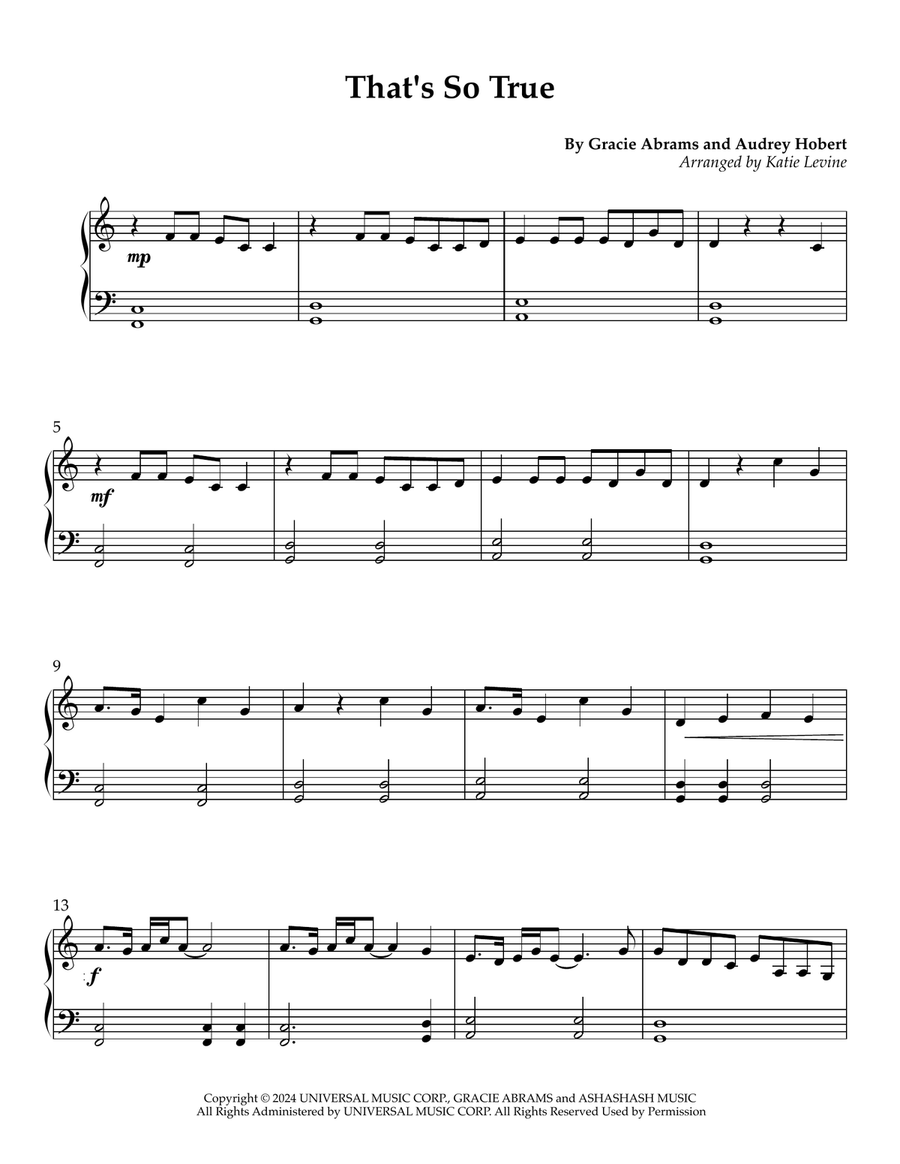 That's So True That's So True Easy Piano scores gallery preview page 1