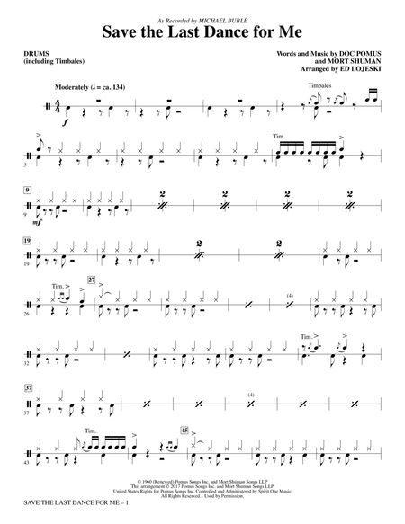 Save the Last Dance for Me (arr. Ed Lojeski) - Drums/Timbales