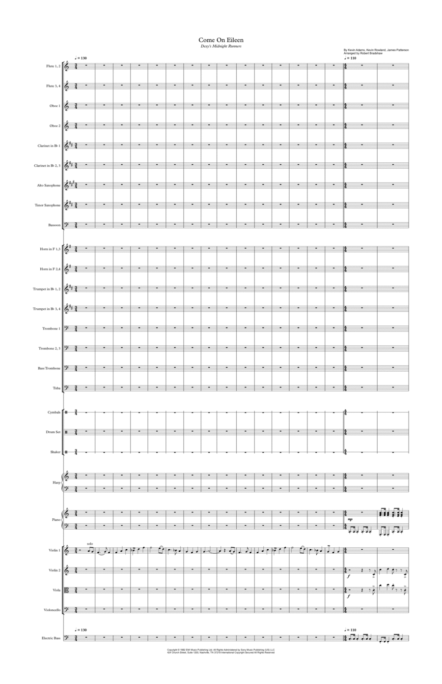 Come On Eileen Full Orchestra scores gallery preview page 1