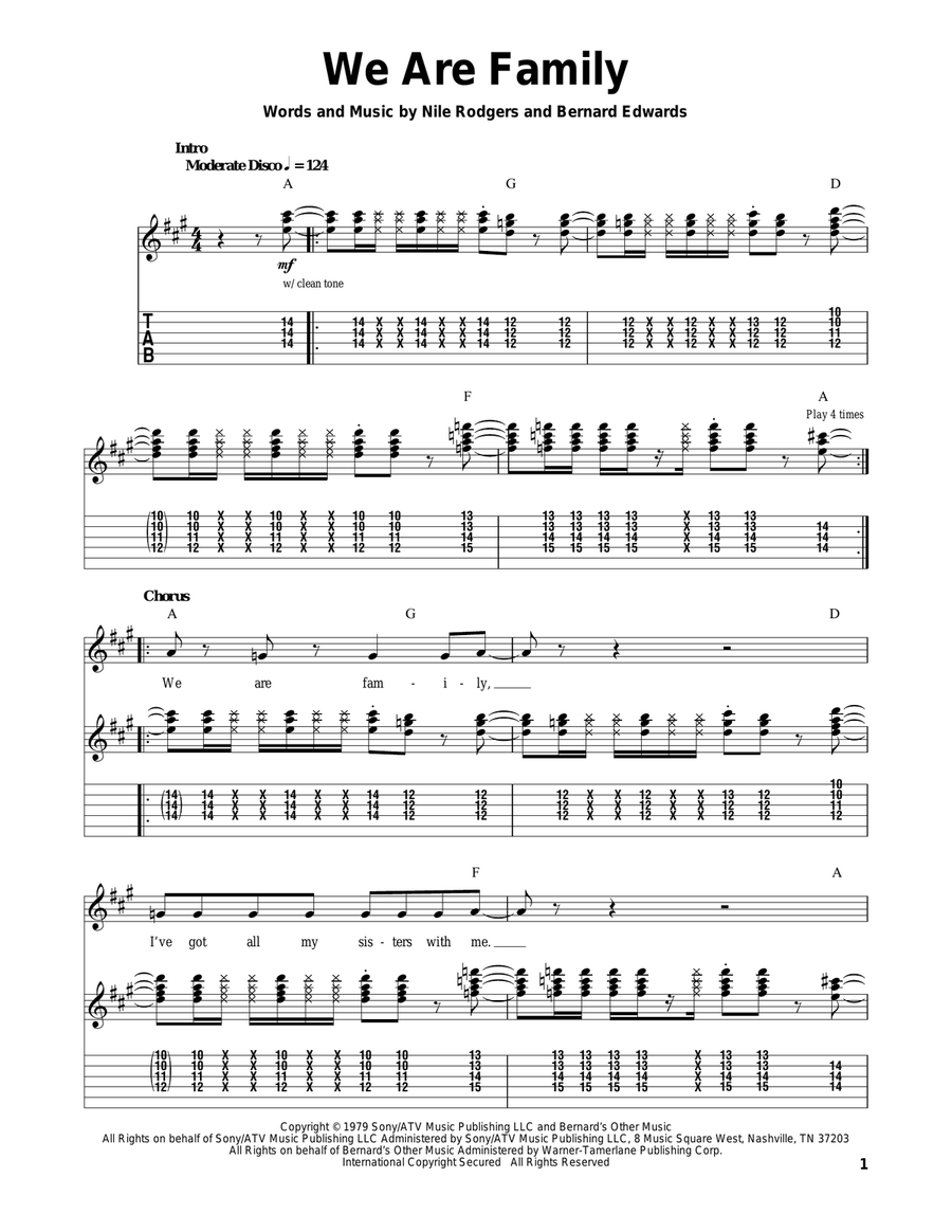 We Are Family Acoustic Guitar scores gallery preview page 1
