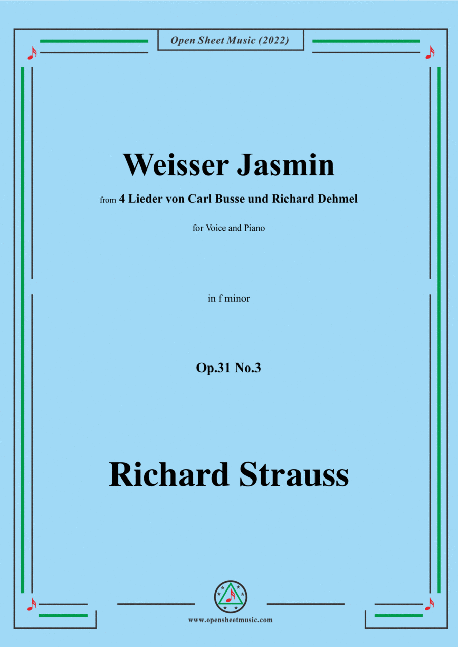 Richard Strauss-Weißer Jasmin,in f minor,Op.31 No.3 Voice scores gallery preview page 1