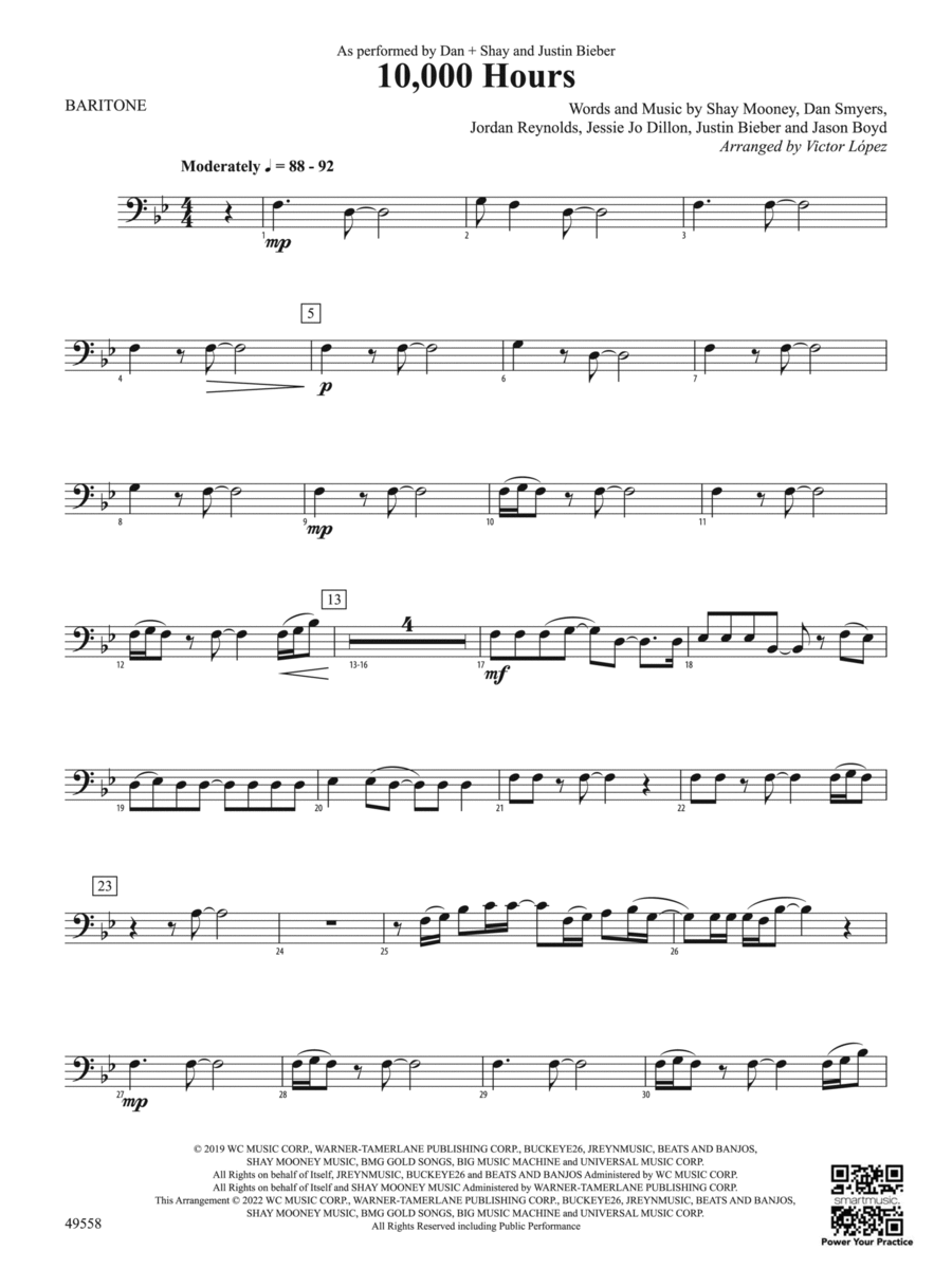 10,000 Hours: Baritone B.C. Concert Band scores gallery preview page 1