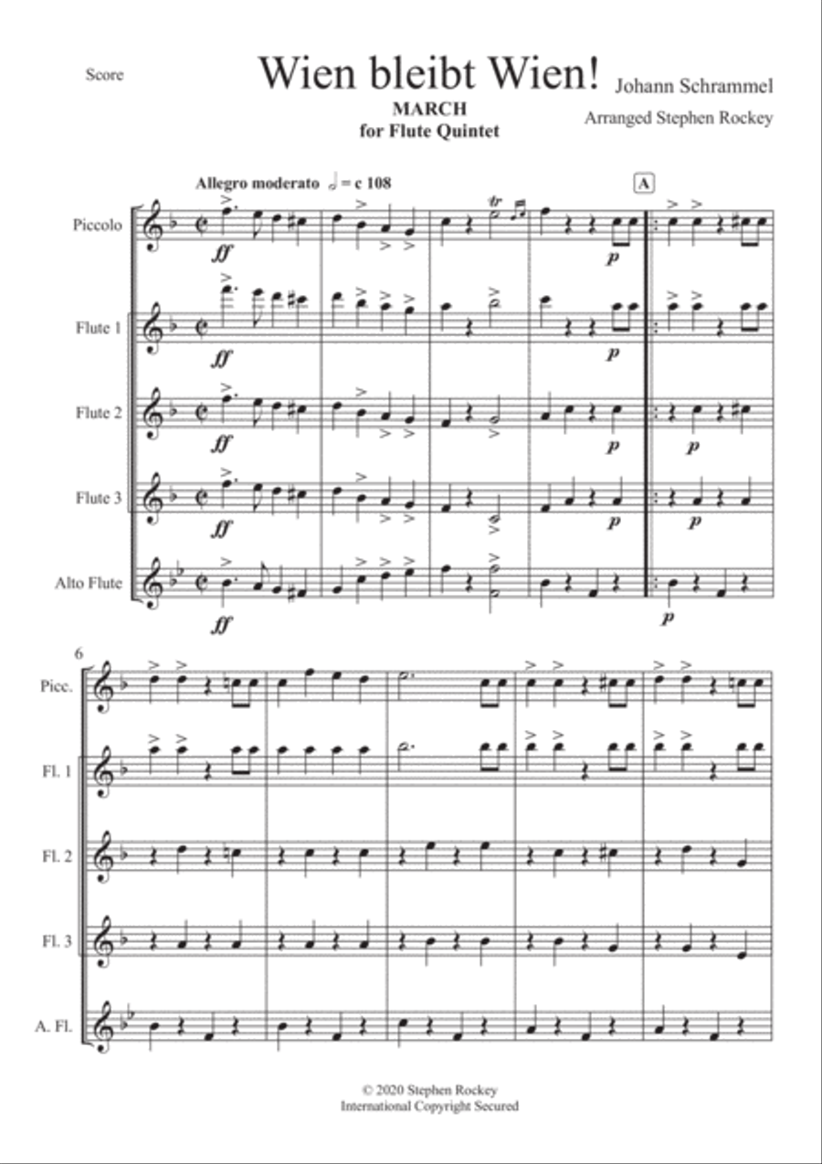 Wien Bleibt Wien! March for Flute Quintet Small Ensemble scores gallery preview page 3