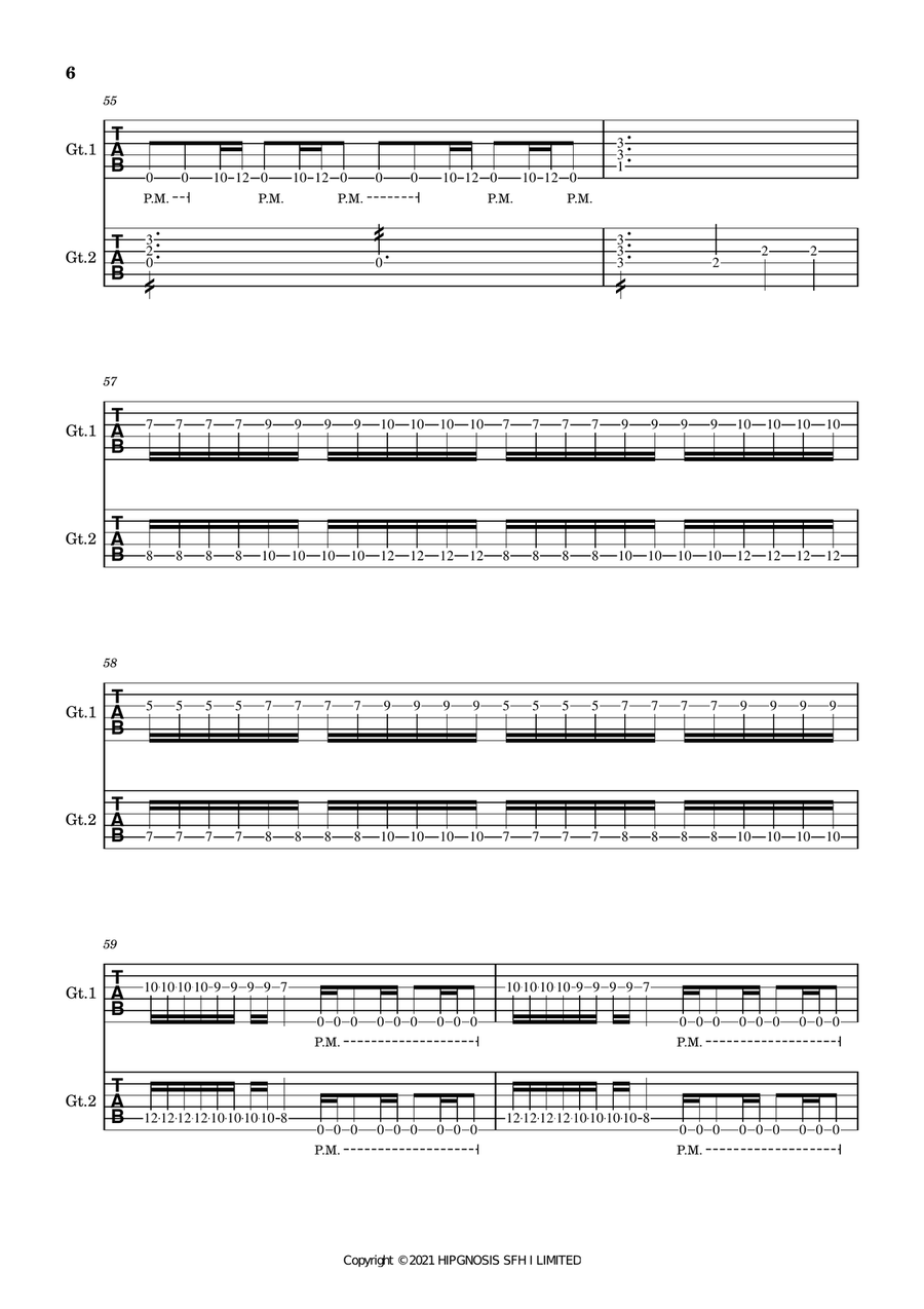 Hymn Of A Broken Man Guitar Tablature scores gallery preview page 6