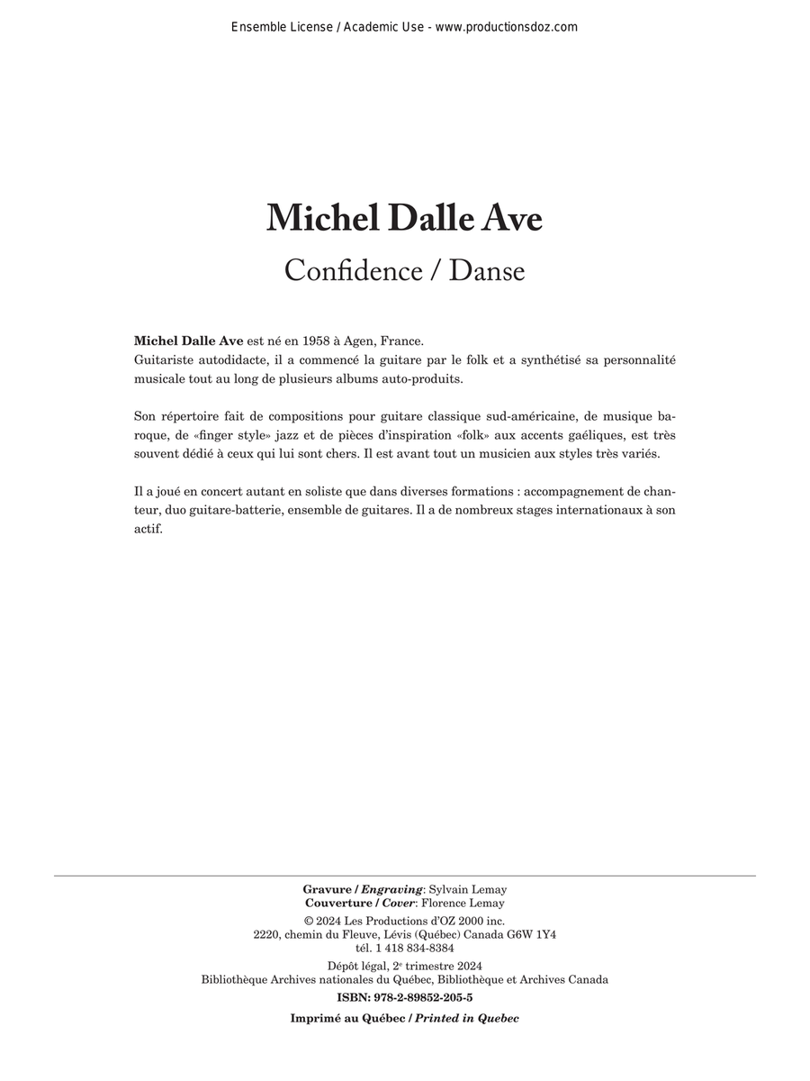 Confidence / Danse Classical Guitar scores gallery preview page 1