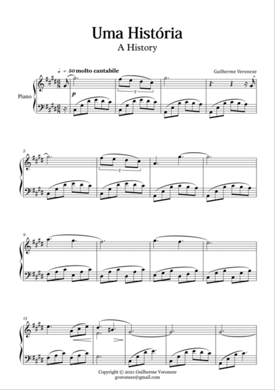 Uma História (A History) Piano Solo scores gallery preview page 2