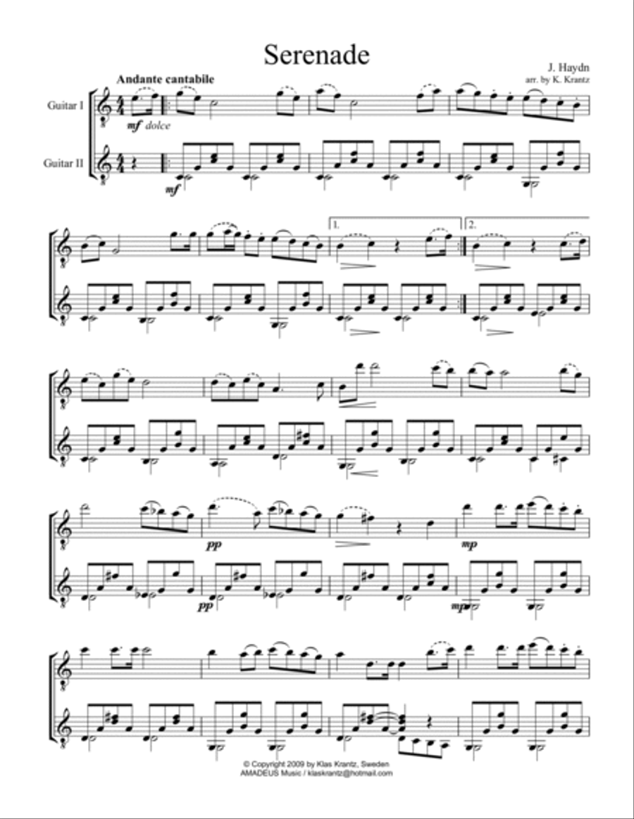 Serenade for guitar duo Serenade for guitar duo Score and Parts scores gallery preview page 2