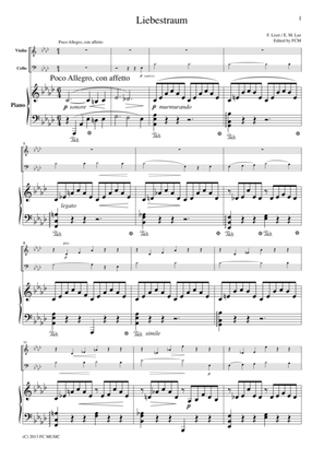 Liszt Liebestraum, for piano trio, PL101