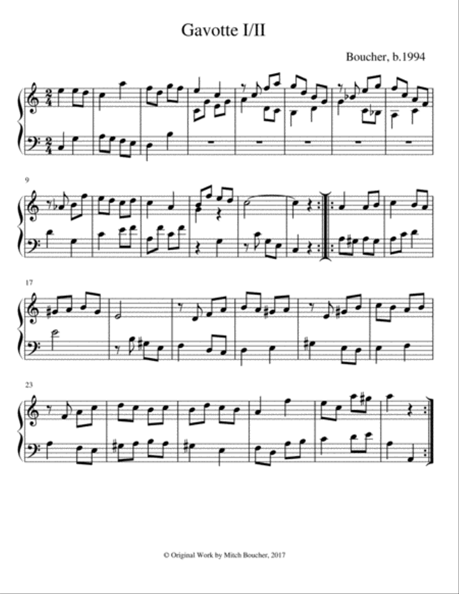 Keyboard Suite in C: IV. Gavotte I/ii/I Harpsichord scores gallery preview page 1