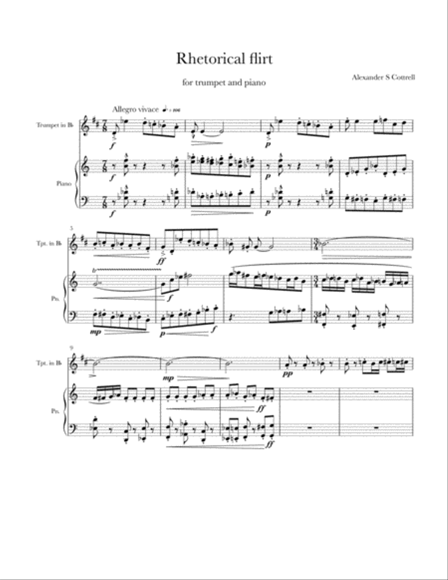 Rhetorical Flirt For piano and trumpet Trumpet Duet scores gallery preview page 1