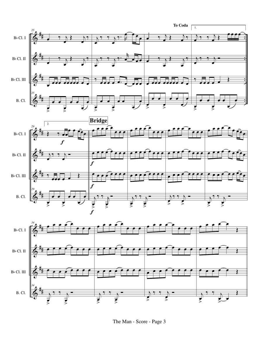The Man The Man Clarinet Quartet scores gallery preview page 5