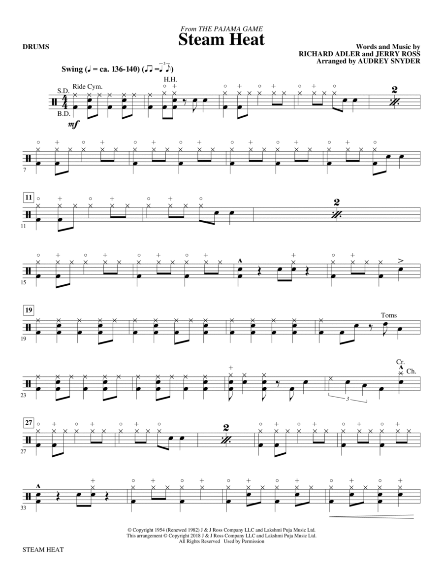 Steam Heat - Drums Choir scores gallery preview page 1