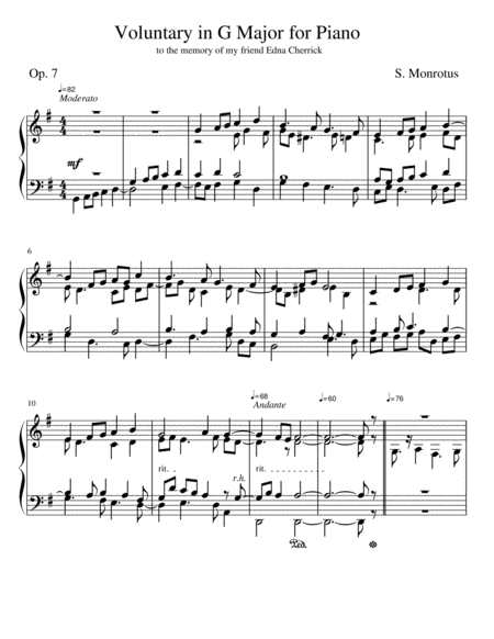 Voluntary in G Major for Piano image number null