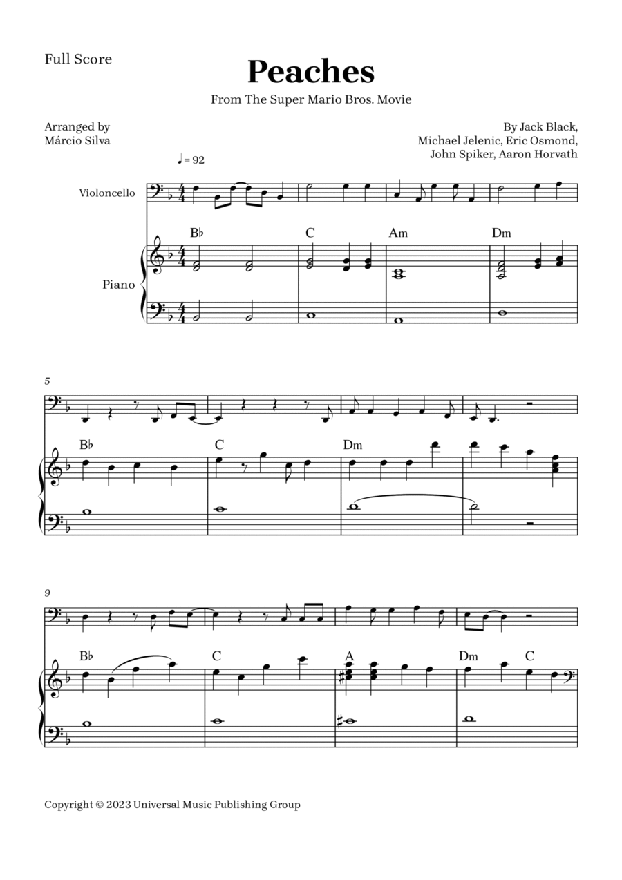 Peaches Piano scores gallery preview page 1