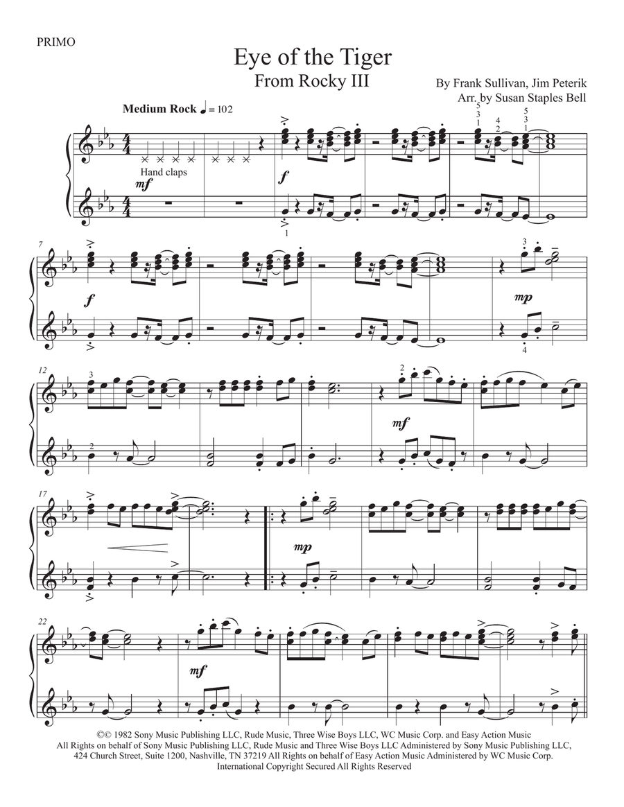 Eye Of The Tiger Piano Method scores gallery preview page 3