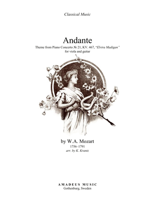 Book cover for Andante from piano concerto no. 21 (Elvira Madigan) for viola and guitar