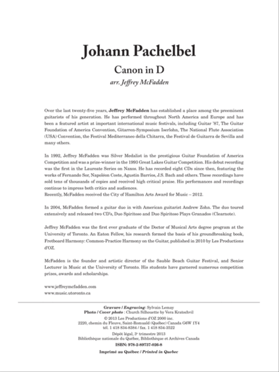 Canon in D Classical Guitar scores gallery preview page 1