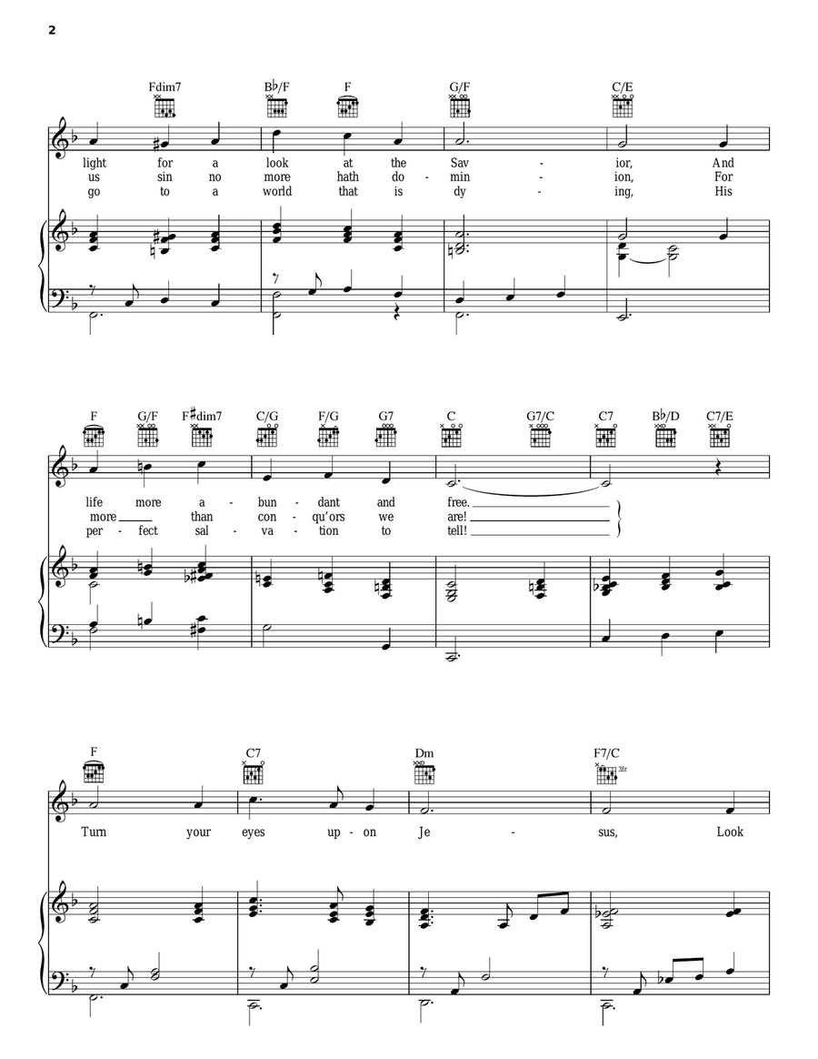 Turn Your Eyes Upon Jesus Piano, Vocal, Guitar scores gallery preview page 2