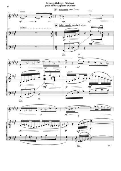 Claude Debussy/Robert Orledge : Sérénade for alto saxophone and piano