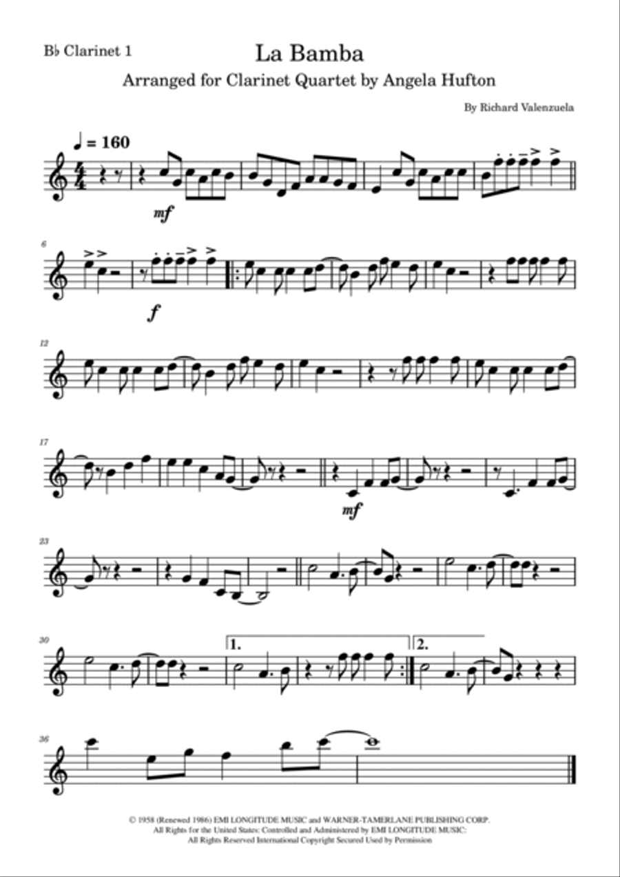 La Bamba Clarinet Quartet scores gallery preview page 3