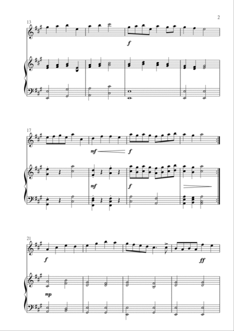 Christ the Lord is Risen Today (Jesus Christ is Risen Today) for Flute and Piano in A major. Interme Small Ensemble scores gallery preview page 3