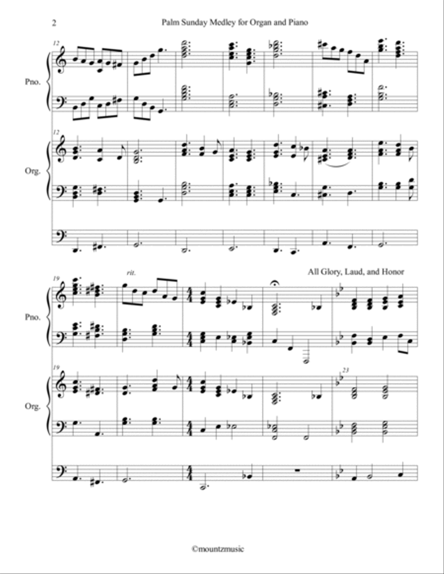Palm Sunday Medley for Piano and Organ Piano scores gallery preview page 2