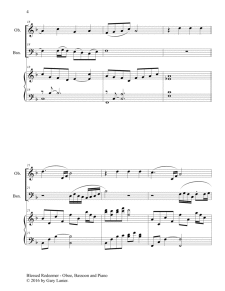 BLESSED REDEEMER(Trio – Oboe, Bassoon & Piano with Score/Parts) image number null